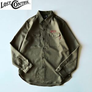 試着のみ 21年 LOST CONTROL Twill Work Shirt ロストコントロール ポリエステルツイルワークシャツ 3 M オリーブ系 元Celt&Cobra