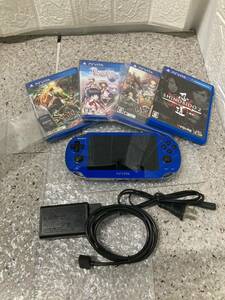 AZ-286.PlayStationVita Wi-Fiモデル サファイア・ブルー (PCH-1000 ZA04) 【メーカー生産終了】 ソフト５本付き