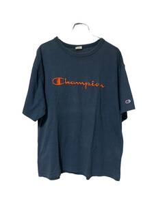 00s Champion メンズ L 刺繍ロゴ バインダーネック 厚手 コットン 半袖 Tシャツ / チャンピオン 