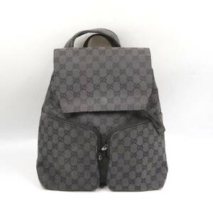 ★GUCCI グッチ 003 0238 GGキャンバス 巾着型 リュックサック バックパック デイパック メンズ レディース ブラック系