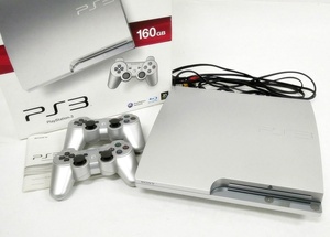 16 39-594654-01 [Y] PS3 PlayStation3 プレイステーション3 本体 CECH-2500A シルバー / コントローラー2点 説明書 箱付属 福39