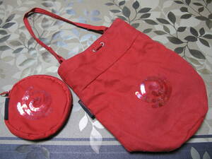 ２点セット　マリーナ　マリノフ　新品　丸型　ミニ　ポーチ　スパンコール　赤　中古　バッグ　ミニバッグ　綿100％　インド製
