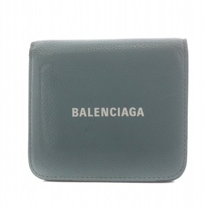 バレンシアガ BALENCIAGA 二つ折り財布 ミニウォレット ロゴ レザー 水色 ライトブルー 594216 /AQ ■GY19 レディース