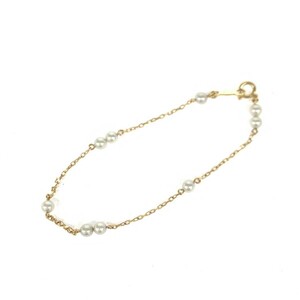 美品◆MIKIMOTO ミキモト K18ブレスレット ◆ ゴールドカラー K18YG 9粒パール レディース 総重量:1.6g jewelry ジュエリー