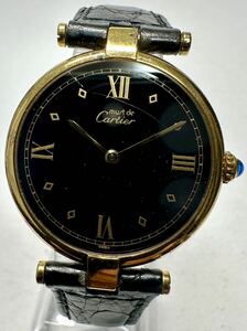 1円〜 Y Cartier カルティエ マストヴァンドーム ヴェルメイユ ブラックローマン 純正Dバックル メンズ レディース クォーツ 時計 62257273