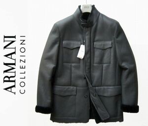 ◆本物◆ARMANI COLLEZIONI◆極上リッチ◎リアルムートン羊毛皮 M65レザーコート52 新品