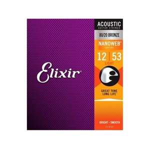 Elixir アコースティックギター弦 11052 80/20BRONZE NANOWEB LIGHT 12-53 正規品
