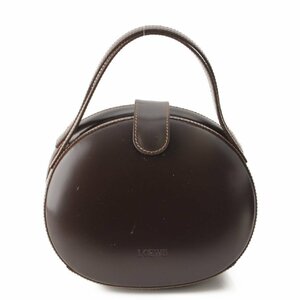 【ロエベ】Loewe　ヴィンテージ ロゴ レザー ラウンド ハンドバッグ ブラウン 【中古】【正規品保証】197962