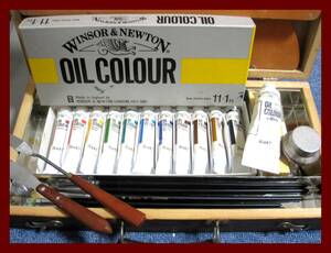 ●英国製 油絵具 Winsor Newton●ウィンザーニュートン オイルカラー 20ml 12色　マルマン 筆 パレット●中古品