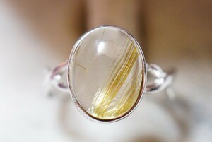 1523 天然ルチルクォーツ リング 指輪 ヴィンテージ アクセサリー SILVER 925刻印 アンティーク 天然石 色石 宝石 カラーストーン 装飾品
