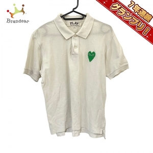 プレイコムデギャルソン PLAY COMMEdesGARCONS 半袖ポロシャツ サイズS - 白×グリーン メンズ トップス