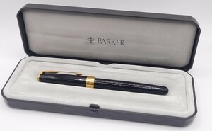 【SR-251】 PAKER SONNET 万年筆 ペン先 18K 18金 750 P/W ブラック ケース 替インク付き ブランド 筆記用具 文房具