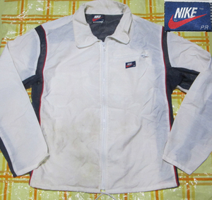 レア 80年代 PR 紺タグ NIKEナイロン ジャージ ジャケット ビンテージ 白ホワイト 旧タグ ジャンパー ブルゾン(JORDAN