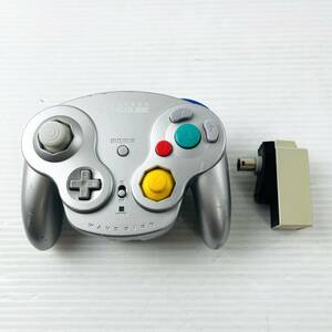 110【動作OK】任天堂 GC GAME CUBE ゲームキューブ ワイヤレス コントローラー DOL-004 WAVE BIRD ウェーブバード レシーバー シルバー 銀 