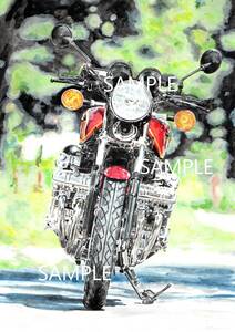 Ａ４プリントです　ホンダCBX1000　水彩画　　バイクイラスト　　　