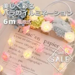 ★SALE★イルミネーションライト　電池式　ローズ　薔薇　6ｍ　ピンク×白
