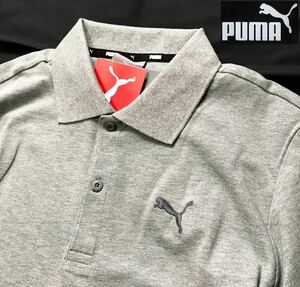 新品【メンズL】プーマゴルフ PUMA ピケポロシャツ　半袖 ゴルフ グレー　タグ付き