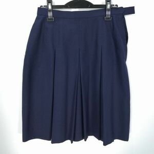 1円 スクールスカート 夏物 w69-丈55 紺 中学 高校 プリーツ 学生服 制服 女子 中古 HK6615