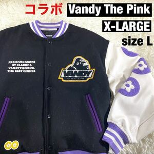 【コラボ】Vandy The Pink XLARGE Varsity Jacket 革袖 sizeL アップリケ