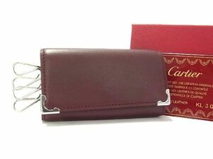 ■新品同様■ Cartier カルティエ レザー 4連 キーケース 鍵入れ メンズ レディース ボルドー系 AR4565