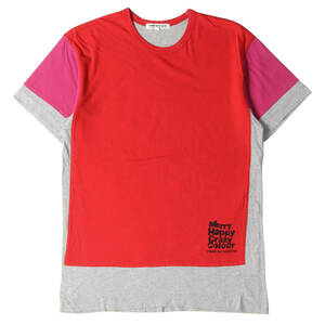 COMME des GARCONS コムデギャルソン Tシャツ サイズ:L Merry Happy Crazy Colour パネル 切替 OF-T017 10AW クリスマスキャンペーン 限定