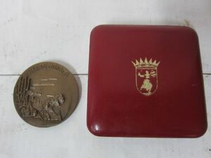 メダル 「モナコの街」Ville de Monaco ブロンズ 銅製 1972年 化粧箱入り 王冠 アンティーク ヴィンテージ ヨーロッパ 骨董