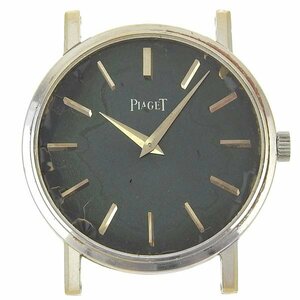 1円 稼働 ピアジェ PIAGET 手巻き ラウンド 黒文字盤 K18WG メンズ 腕時計 27.0ｇ