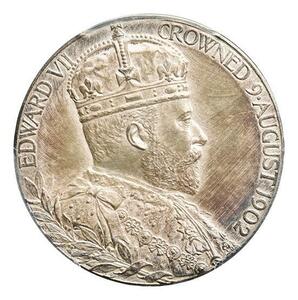 【最高鑑定】イギリス エドワード7世 銀製メダル 1902 戴冠記念 PCGS SP65