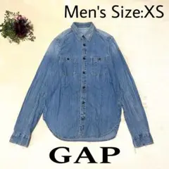 GAP シャンブレーシャツ　デニムシャツ　メンズ　XS 水色　ギャップ