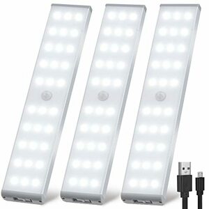 LED バーライト USBライト キッチンライト センサーライト 室内 3ピース 20CM LEDライト 高輝度 冷たい白色光 Adoric 直管形 ライトバー