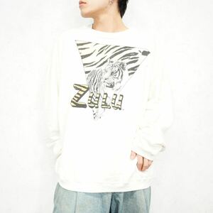 USA VINTAGE B.U.M. EQUIPMENTS TIGER PRINT DESIGN SWEAT SHIRT/アメリカ古着トラプリントデザインスウェット