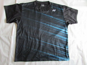 メンズ Oサイズ yonex 半袖 Tシャツ USED ゲームシャツ ブラック×ブルー系 ヨネックス バドミントン テニス 他