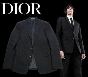 国内正規品 17AW Dior Homme エンボスシワ加工 2Bテーラードジャケット 733C269AS063 ディオールオム スーツJACKET ブレザー 黒 46 H-8