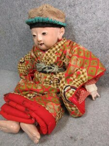 市松人形 男の子 [B22656] 高さ60cm アンティーク かわいい顔 着物 リメイク