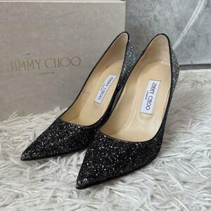 ジミーチュウ JIMMYCHOO パンプス グリッター ハイヒール 24cm 37サイズ グラデーション シルバー ラメ イタリア製