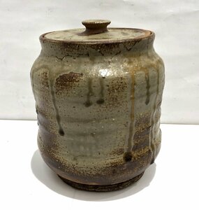 ★水指 みずさし 世峰作 茶道具 水器 水注 水桶 蓋付き 壺 花入れ 花瓶 骨董品 陶器 レトロ アンティーク 中古★003879