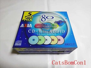 送料無料 CD-R for AUDIO 音楽用 AXIA 80 5枚パック MIX キャンバスレーベル ACD-R MIX 80×5B [未開封]