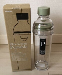 HARIO(ハリオ) フィルターインボトル ポータブル 400ml 茶こし付き 新品 スモーキーグリーン 樹脂製 未使用品 FIBP-40-SG