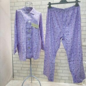 新品 タグ付き 日本製 Dessin charlet パジャマ ルームウェア 綿100% サイズLP 紫 パープル レディース 花柄