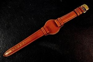 ◆台座付D-Buckle Vintage Belt◆国産本牛革VINTAGEカーフ Custom Order(台座SIZE/BUCKLE) 18mm BROWN 腕時計ベルト Vintage SEIKO等に