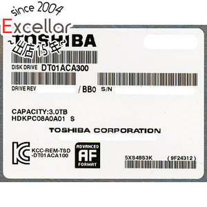 【中古】TOSHIBA製HDD DT01ACA300 3TB SATA600 7200 0～100時間以内 [管理:1050009197]