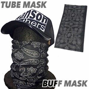 送料無料 TUBE MASK BUFF MASK ストレッチ チューブマスク Black Paisley / バイカー バフマスク HUF UV対策 紫外線防止 埃除け