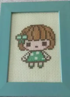 クロスステッチ刺繍ミニ額女の子