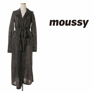 マウジー ロングカーディガン　ガウンニット　ロングカーデ　美品　moussy 女性用　長袖　トップス　セーター　レディースフリーサイズ