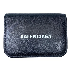BALENCIAGA バレンシアガ 592813 財布 三つ折り財布 折り財布 コンパクトウォレット ミニ レザー ロゴ ブラック