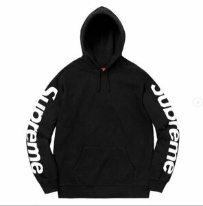 ☆ 18SS Supreme シュプリーム Sideline Hooded Sweatshirt サイドライン スウェット パーカー 袖 ロゴ (ブラック黒M)RSD