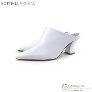 ボッテガ ヴェネタ （BOTTEGA VENETA） レザー フレンチヒール ミュール サンダル 靴 #37 1/2 608838 OPTIC WHITE（美品）中古