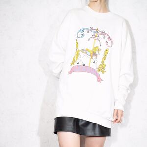 USA VINTAGE CENTER STAR FLEECE MERRY GO ROUND PRINT DESIGN SWEAT SHIRT/アメリカ古着メリーゴーランドプリントデザインスウェット