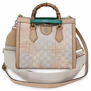 （未使用保管品）グッチ GUCCI 西陣織 細尾 コラボ ダイアナ スモール 3way ショルダー ハンドバッグ バンブー レザー ベージュ 702721