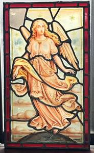 アンティークステンドグラス② 天使 19世紀末 エナメル絵付 キリスト教美術 英国教会